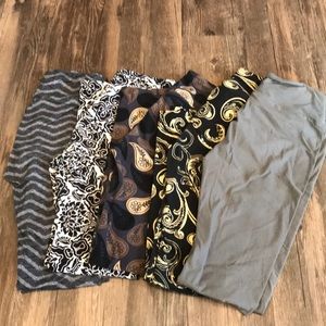 OS LulaRoe leggings lot of 5 neutral tones.